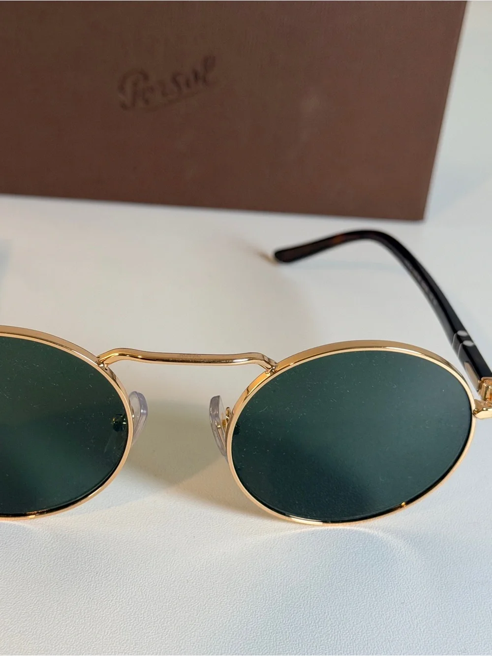 Persol Gold Round Sunglasses Havana